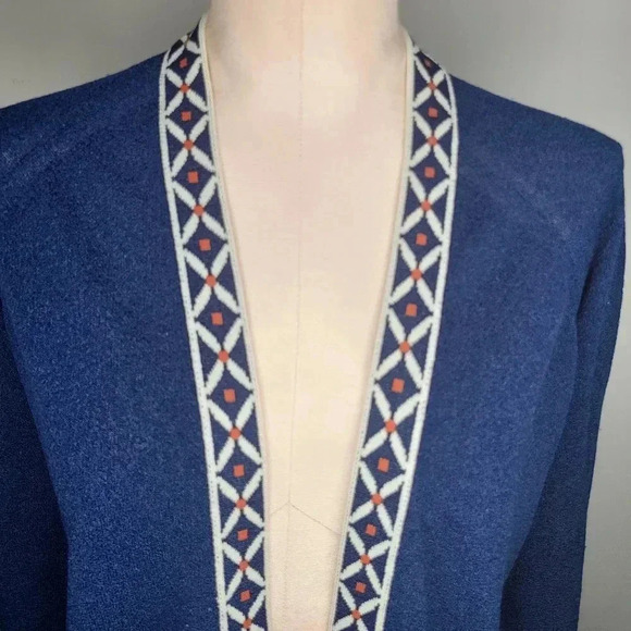Vintage Talbott Traveler Blue Cardigan Geomtric Pattern Womens Size Medium - Picture 2 of 7